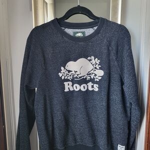 Roots Charcoal Sweatshirt with White Beaver Logo